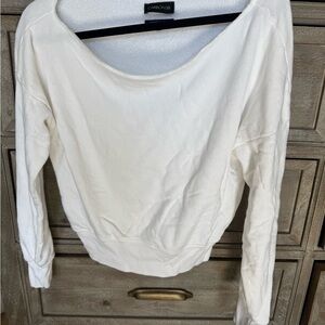 Carbon38 Women's Classic White Off the Shoulder Sweatshirt